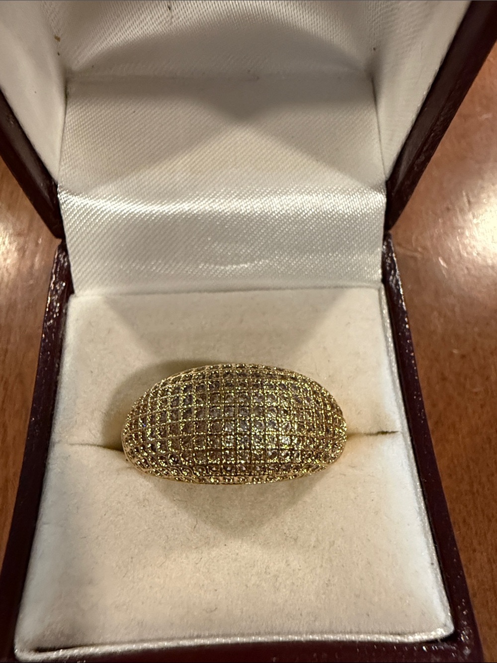 Gold-Tone Pavé Dome Statement Ring Size 9
